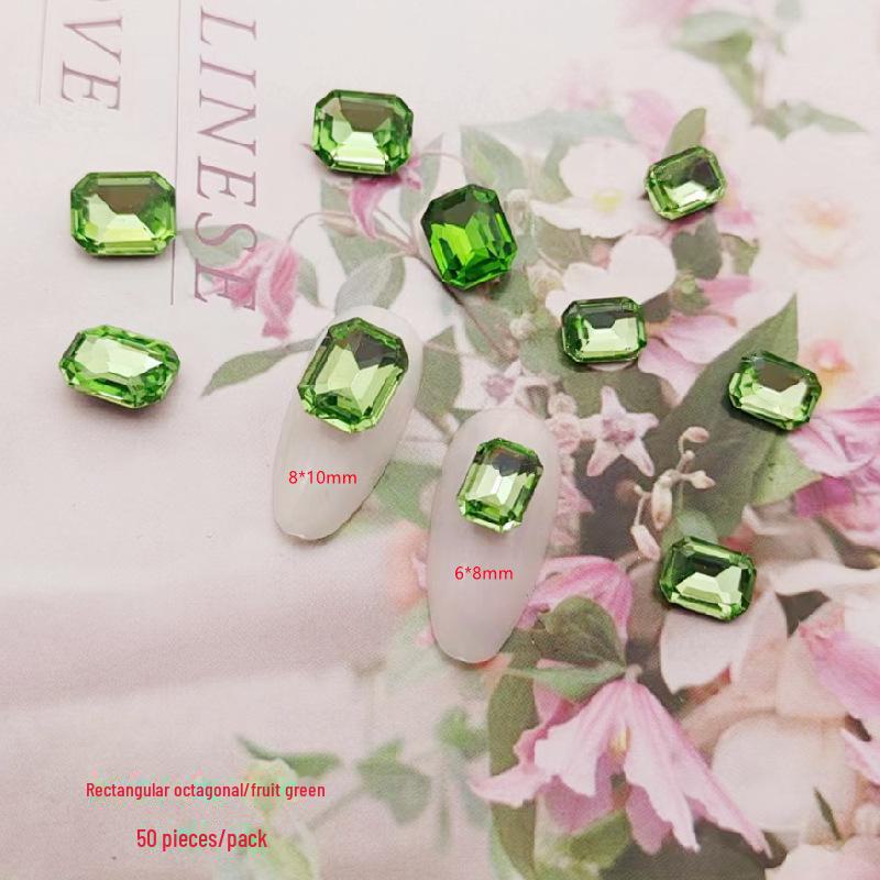 Прямоугольные восьмиугольные наклейки для дизайна ногтей - хрустальные стеклянные бриллианты и цветные сахарные камни