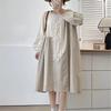 Spring Patchwork Lace Patch Plaid Dress Spring Retro Casual Loose Full Sleeve Women Dresses