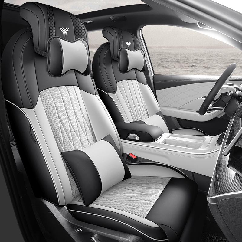 Nezha L Universal Full Leather Car Seat Cushion - Perforated, Full Surround, All-Season Cover.
