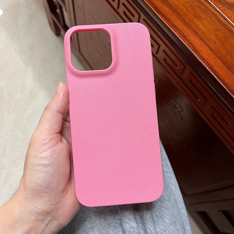 Applicable To IPhone16ProMax Mobile Phone Case 14 Apple 15 Simple TPU Leather Pattern 12Pro Material Case 13