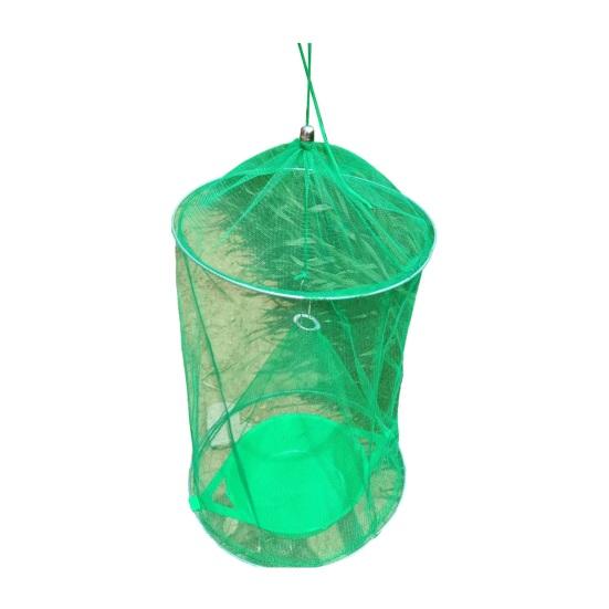 Hanging Fly Trap Indoor Outdoor Garden Farm Barn Ranch Foldable Fly Catcher Bag Heavy Duty Weather-proof Reusable Fly Control Green Cage