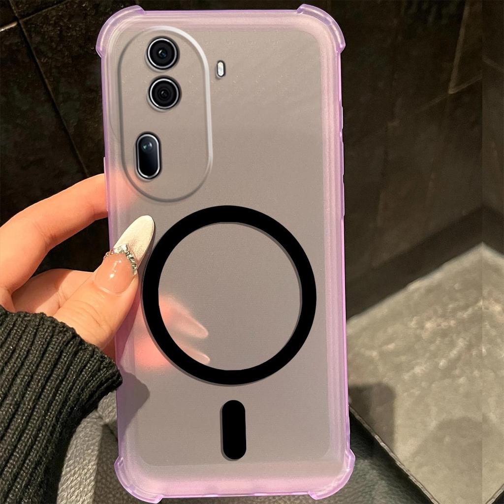 Самодельный силиконовый чехол-желе с магнитным кольцом для OPPO Reno11 Pro 5G, противоударный, с защитой углов (воздушные подушки)