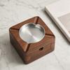 jijijing Square Wooden Ashtray for Men, Non-slip Ash Holder with 4 Slots & Drawer, High Temperature Resistant Indoor Outdoor