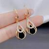 1 Pair Black Water Drop Earrings for Women Fashion Wedding Party Jewelry Gift