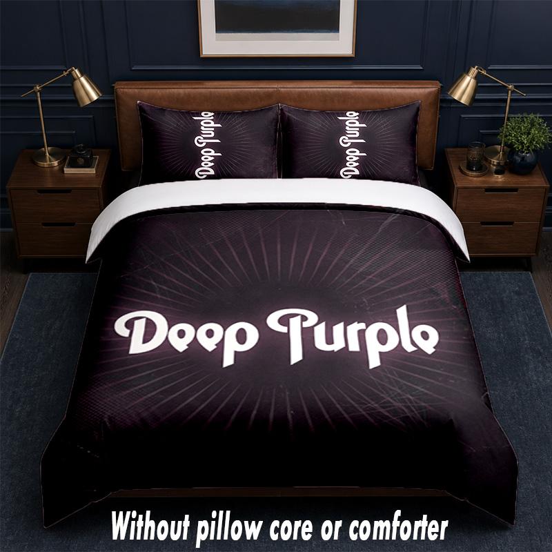 Deep Purple Design Bed Bedding Set 1 Duvet Cover + 2 Pillowcases Soft Breathable Household Bed Linens