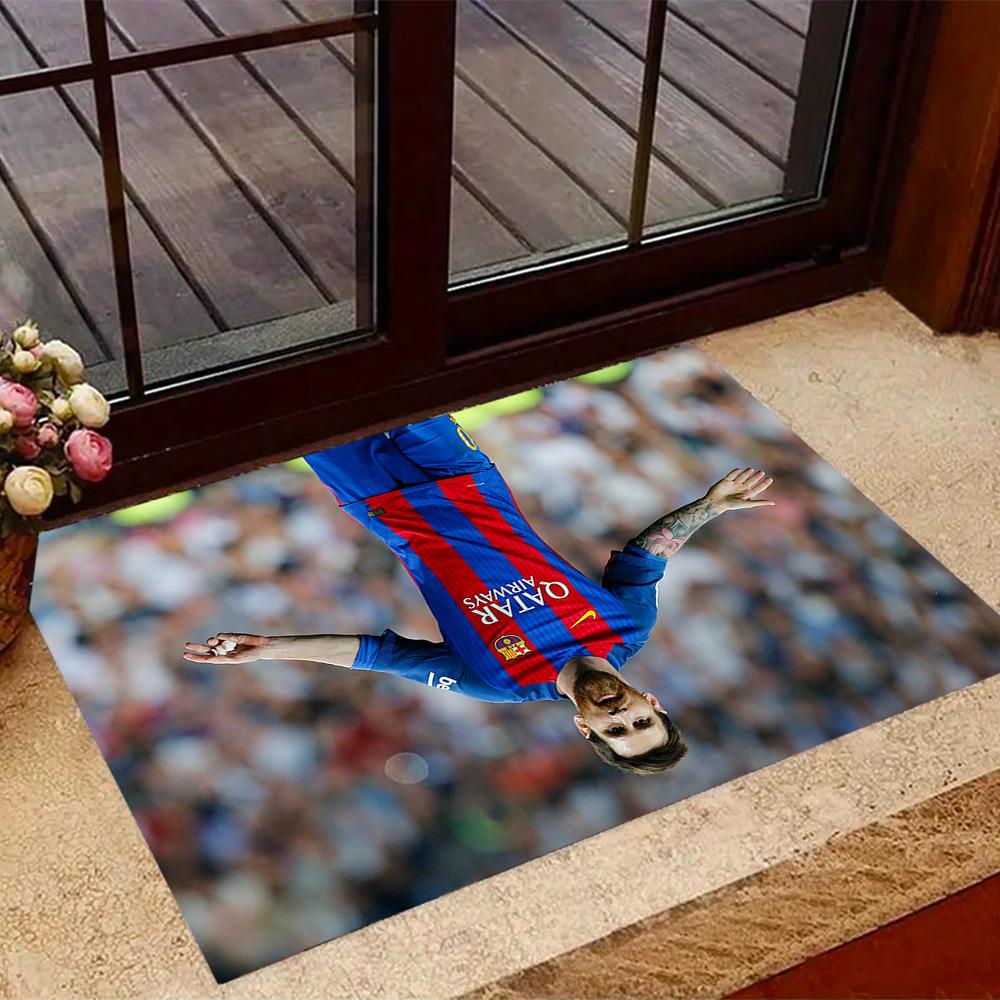 Yellow Stripes Soccer Player Area Rug Suitable for Bedrooms Study room Balcony Foyer Antislip Carpet Anime Office Decor Best for Christmas