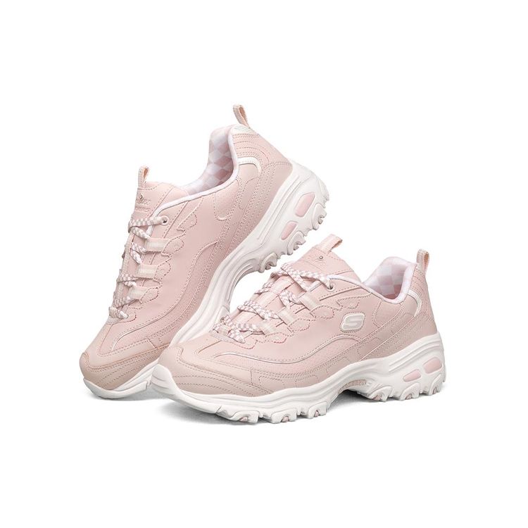 Skechers DLites 1.0 Ткань Сетка Синтетическая кожа Спорт Комфорт Низкие Повседневные Кроссовки Женские Светло-розовый 149227-LTPK