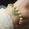 Golden Bamboo 8mm Beads Bracelet, Chinese Style Bamboo Joint Hand Jewelry for Men and Women, Gift