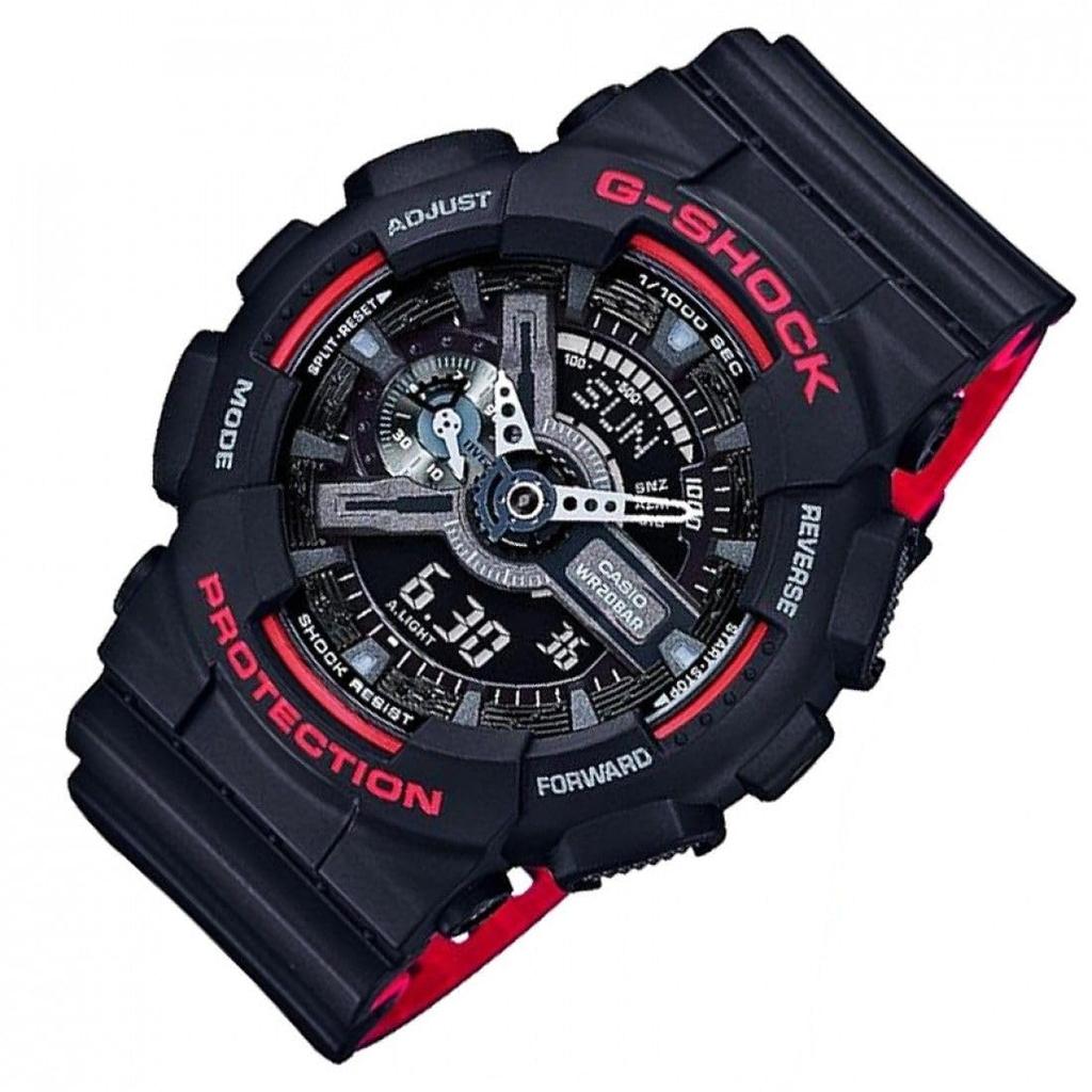 Часы с пластиковым корпусом черного цвета G-SHOCK GA-110HR-1A Аналогово-цифровые Мужской ремешок,