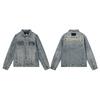 Unisex Streetwear Washed Denim Jacket With Embroidery Loose Fit Cotton Blend Outerwear Daily Wear