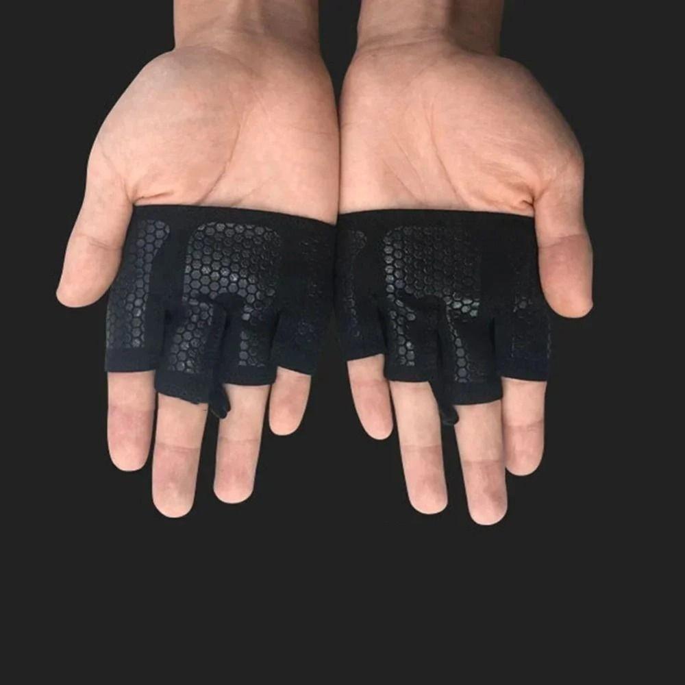 1 pair Anti-slip Gym Half Finger Gloves Anti-lost Fitness Gloves Cycling Gloves Exercise