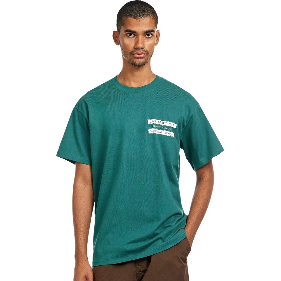 Carhartt WIP Каталог SS25 Футболка Свободный крой Круглый вырез Короткий рукав Мужские футболки Зеленый I034644-2SG-XX