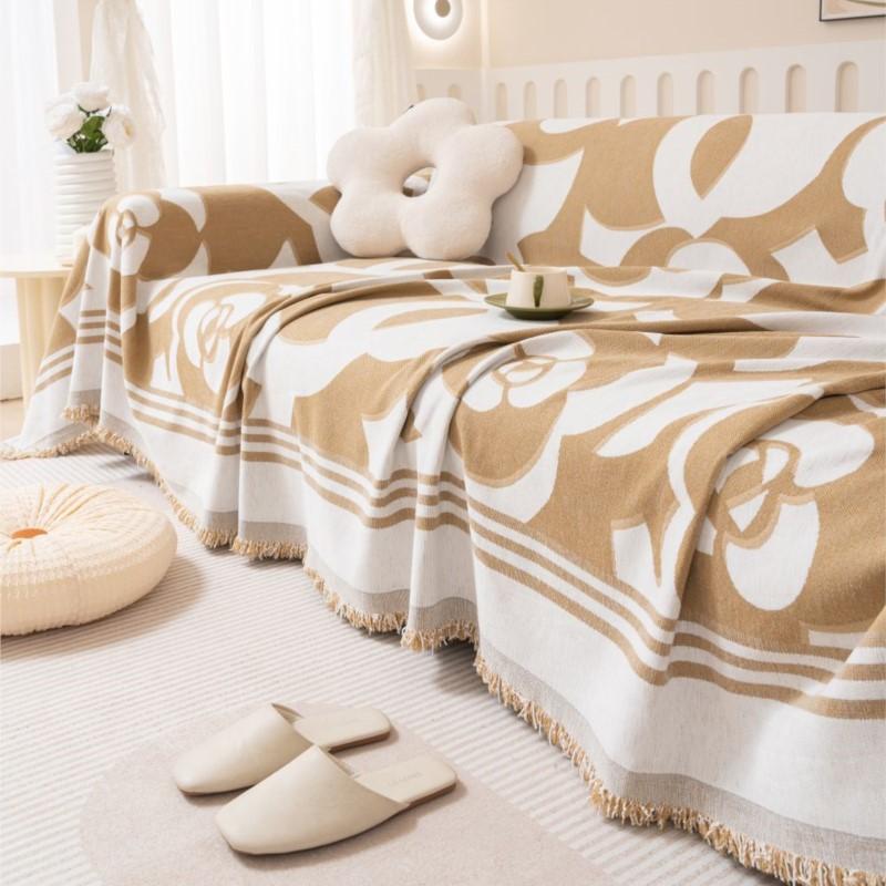 Modern Throw Camping Picnic Blanket MAT Camellia Sofa Cover Mat Throw Blanket Living Room Three Seats Sofa Position
