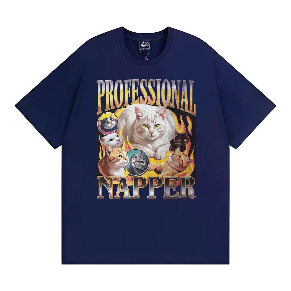 Professional Napper Sleeping Cats Tee Shirt Unisex Women Classic Fashion Aesthetic Short Sleeve Tshirts Cotton Casual T Shirt