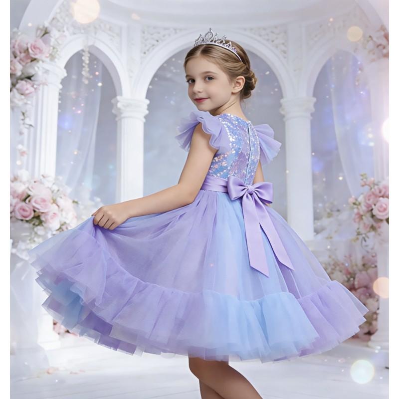 Girls Princess Tulle Sequin Dress Kids Formal Party Wedding Pageant Performance Gown