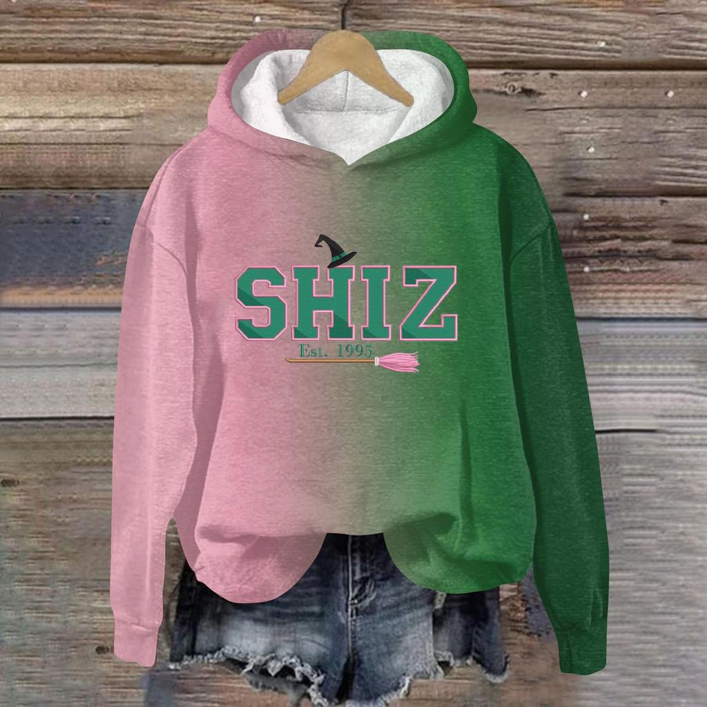 Женский модный повседневный пуловер с длинными рукавами и принтом в виде ведьмы с капюшоном