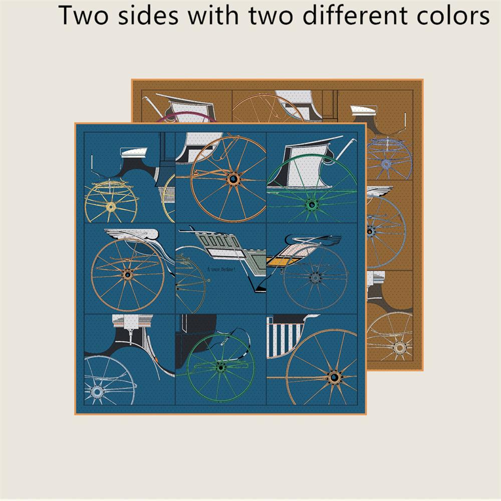 POBING Curled Twill Silk Scarf Women Funny ICE CREAM Double Side Printed Square Scarves Wraps Echarpes Foulards Femme Hijab 70CM