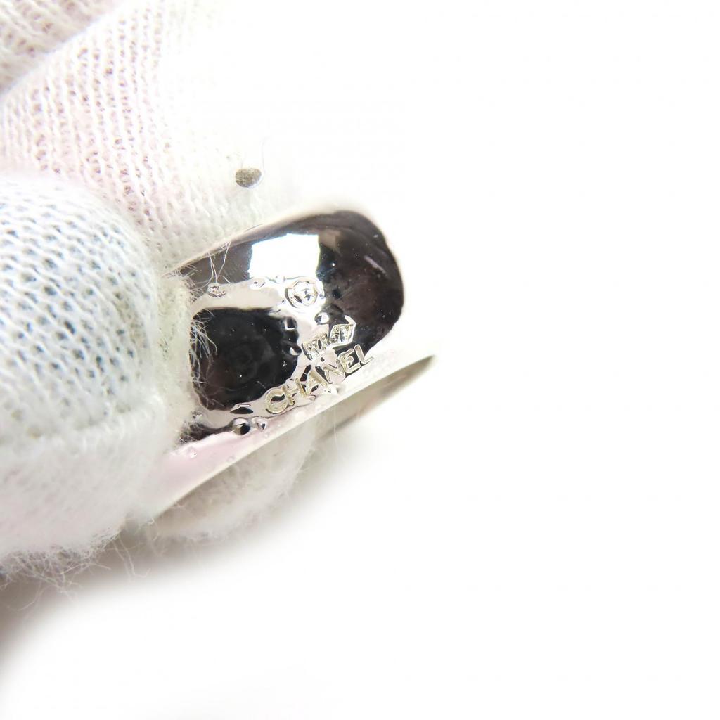 Excellent CHANEL Ring Logo engraved wide Silver SV925 Women Used