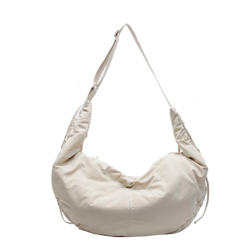 Commuter Crossbody Bag Pleated Pendant with Crescent Vagrant Bag Shoulder Bag Women's Nylon Fabric Dumpling Bag Large Capacity Crescent Bag