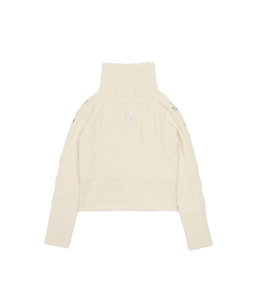 LARTIGENT [Disney]Snow White_Ribbon Knit Cardigan(Cream)