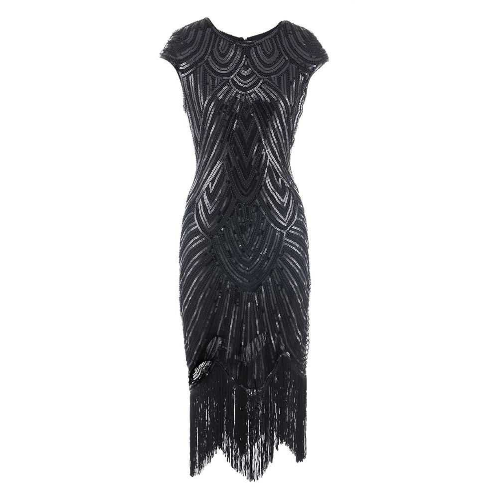 Модная женская одежда, винтажное женское платье с блестками и кисточками, шею без рукавов, банкетное, коктейльное платье