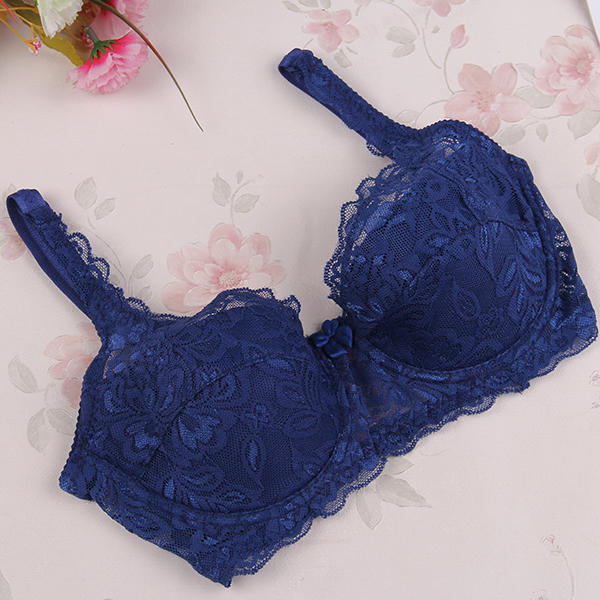 32-40B Women Padded Up Underwear Sexy Embroidery Lace Brassiere Bra