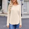 Women's Fashion Solid Color Round Neck Long Sleeve T-shirt Casual Autumn Tops
