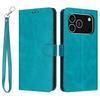 For iPhone 17 Pro Case Flip Stand Calf Texture PU Leather Wallet Phone Cover with Strap