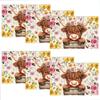 WADORN Flowers Cat Placemats Set of 6, Black Cat Wildflowers Cloth Table Place Mats 11.8x17.7 Inch Non-Slip Linen Washable Table Mats Heat Resistant
