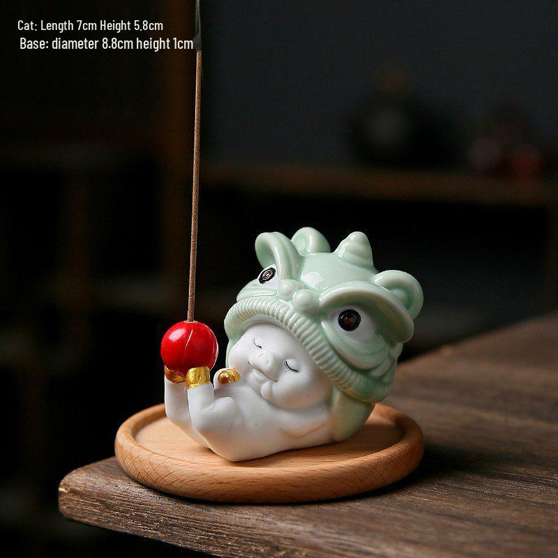 Керамический Держатель для благовоний в виде кота: Милый ornament-питомец «Танец льва» для декора дома.
