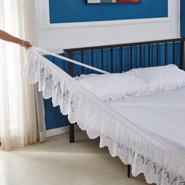 2 цвета: белый/бежевый, однотонная, трехсторонняя эластичная кружевная юбка, 15 дюймов, с откидной кроватью