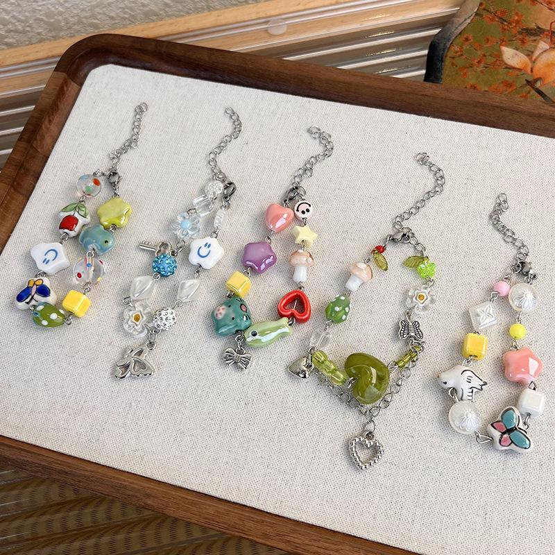 Прекрасный красочный керамический браслет-бабочка для женщин, летние друзья любят браслет с улыбающимся лицом