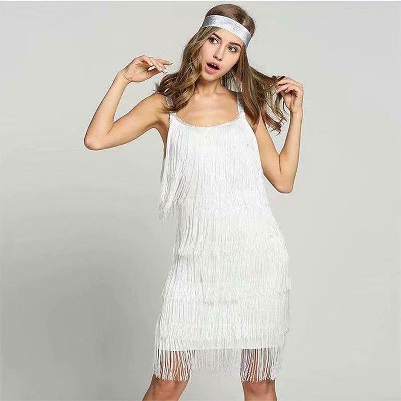 New Summer Women Tasseled Sleeveless A-line Skirt Dress Ladies Evening Party Dress