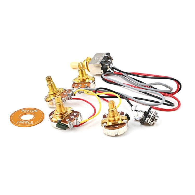 Готовый комплект проводки для гитары 3-позиционный A250K 2V 2T и гнездо Prewired Guitar Wiring Hareness