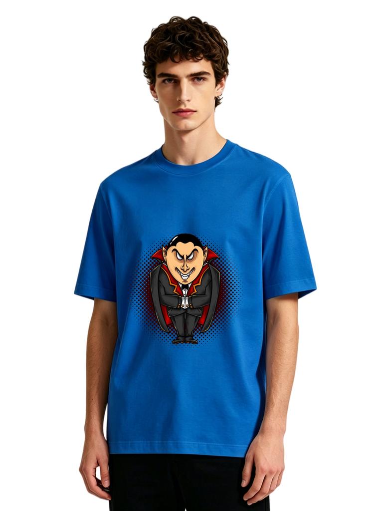 Mens Cartoon Dracula Vampire Graphic Tshirt Funny Halloween Print Casual Short Sleeve White Cotton Tee