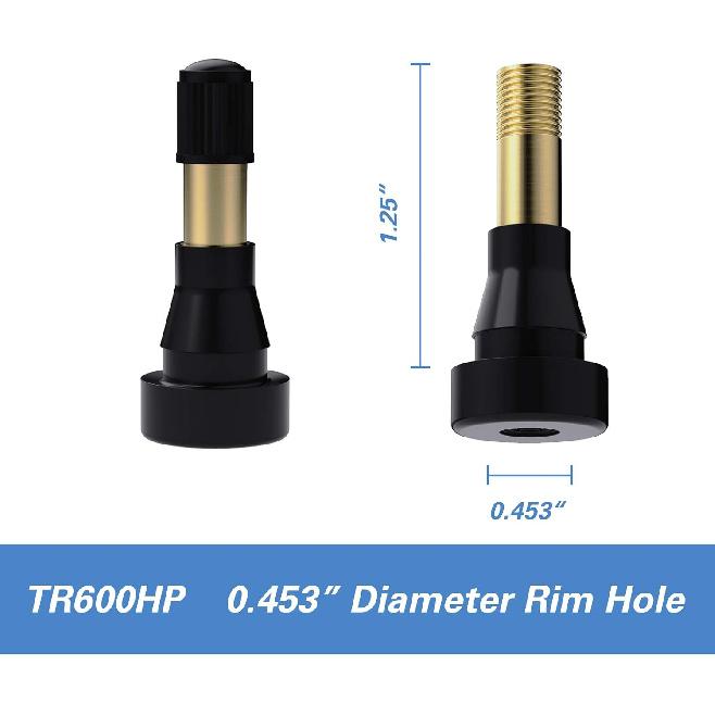 CKAuto TR600HP High Pressure Brass Rubber Snap-In Tire Valve Stem (50Pcs/Bag)