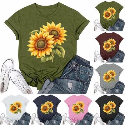 Женская мода с принтом, круглым вырезом, коротким рукавом, футболка, пуловер, топ