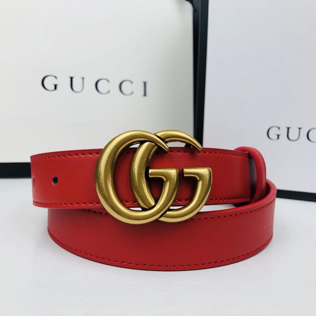 Женский двусторонний ремень из коровьей кожи с пряжкой GG - Модный и простой дизайн.