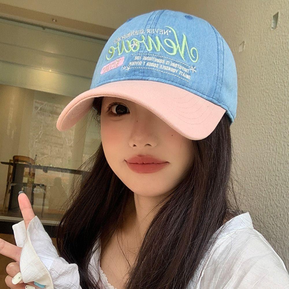 Korean Peaked Cap Denim Snapback Cap Casual Letter Baseball Hat Outdoor