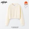 MJ STYLE Women's Round Neck Fleece Short Sweatshirt