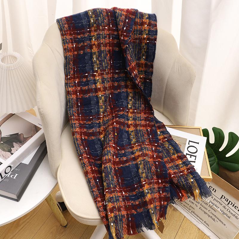 Designer Plaid Knitted Cahmere Scarf Women Shawls And Wraps Female Pashmina Bufanda Lady Thick Warm Winter Blanket Stoles