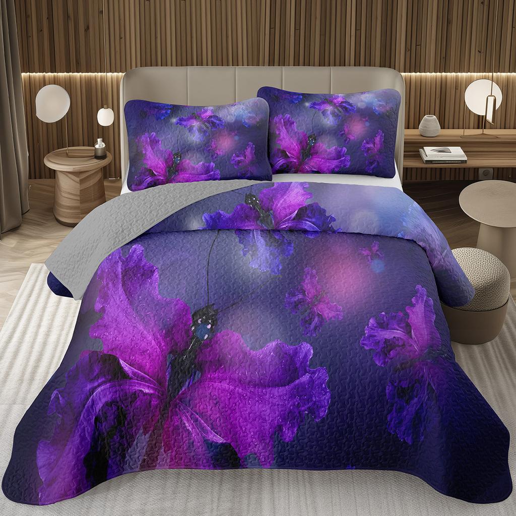 Покрывало с бабочками Твин/Квин/Кинг Акварельный ботанический цветочный стеганый двусторонний комплект постельного белья в стиле фэнтези