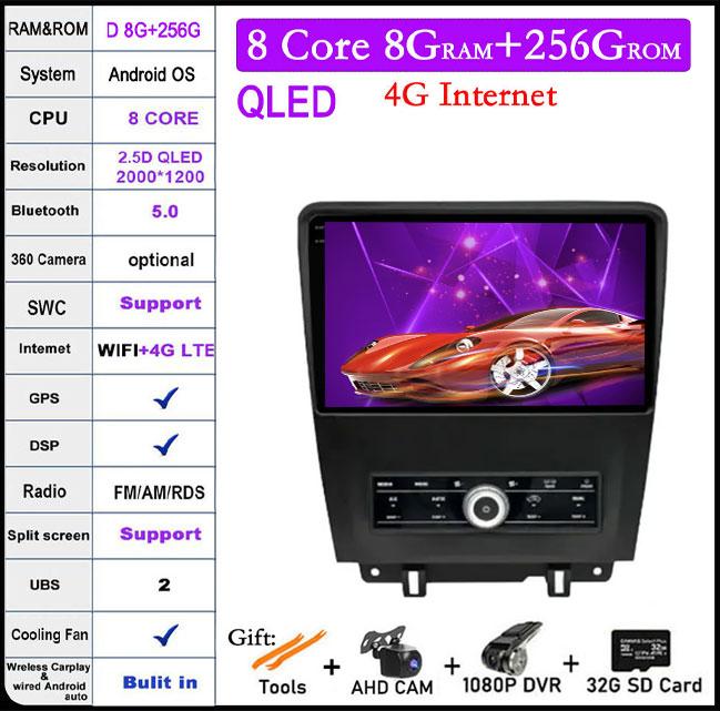 10,1-дюймовый Android 14 для Ford Mustang 2009 - 2014 сенсорный экран автомобильное радио GPS навигация стерео мультимедийный плеер видео 4G+Wi-Fi
