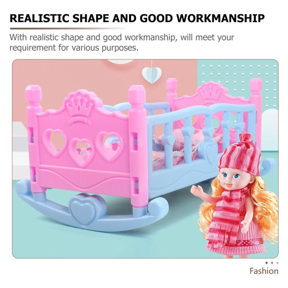 Детская коляска Кукла-младенец Качающаяся кроватка Игра понарошку Кукольная качающаяся колыбель Детская кровать Люлька Подарок для девочек