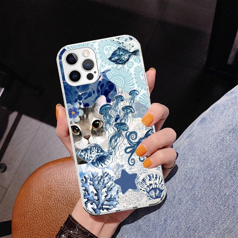 Чехол для телефона Ocean Starfish Sea Turtle Shark для iPhone 17 Air 16 Pro Max 16E 15 + 14 Plus 11 12 13 Mini 7 8 SE Подарок Печатная Крышка F