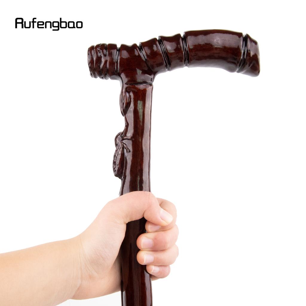 Brown Cicada Bamboo Wooden Single Joint Fashion Walking Stick Decorative Cospaly Cane Halloween Mace Crutch Wand Crosier 92cm