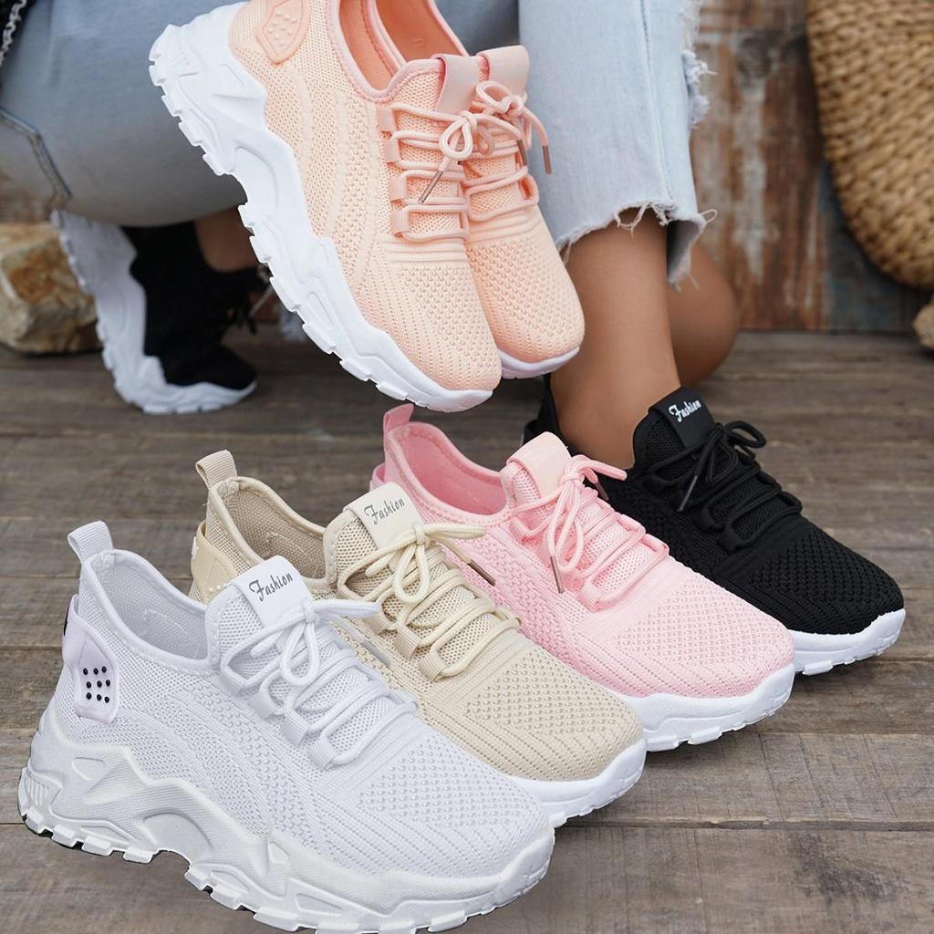 Women’s Versatile Breathable Flyknit Dad Shoes 2025 - New Style Casual Season Sneakers (Size 43)