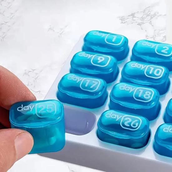 Monthly Pill Organizer with Removable Pocket-Sized Storage Box Snap Lid Storage Case for Daily