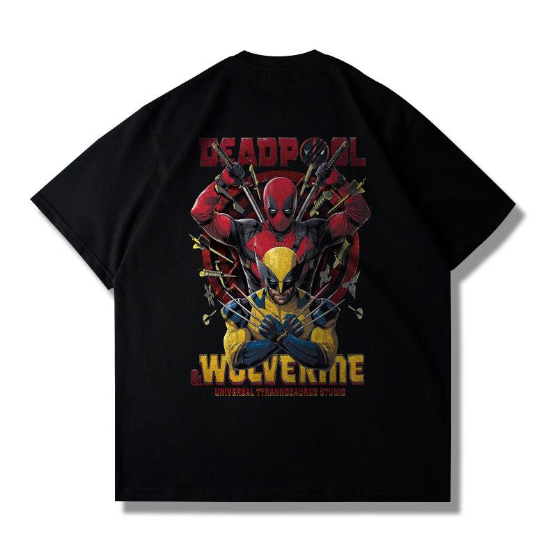Adult and Children ParentChild Deadpool Wolverine Creative Combination Cotton Short Sleeve Sports Casual TShirt