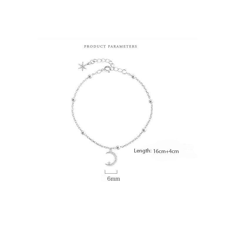 Браслеты из стерлингового серебра 925 пробы со звездами и луной, браслеты с подвесками для женщин, свадебные украшения, аксессуары, изысканный подарок S-B100